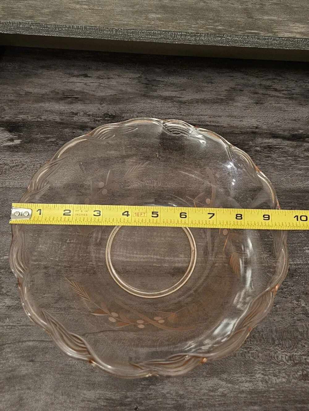 Vtg Pink Etched Floral Depression Glass Centerpiece Bowl